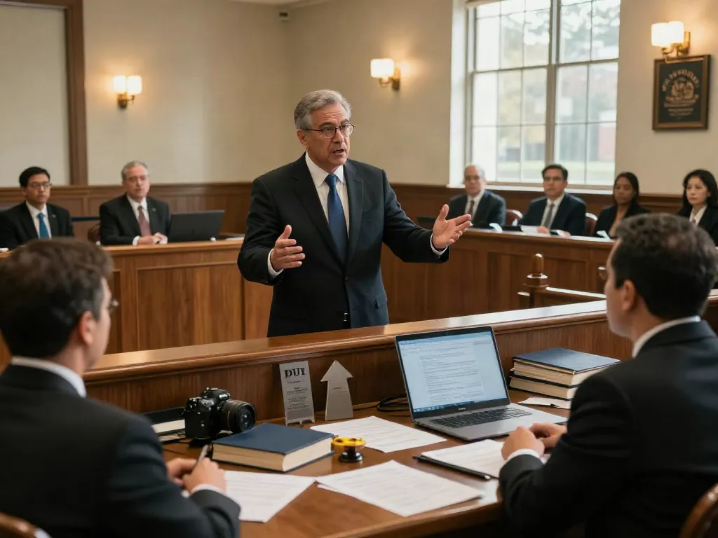 Atlanta DUI lawyer passionately defending a client in court, illustrating drug testing used in Forsyth County for DUI.
